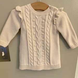 Baby GAP cable knit pullover sweater top Ivory Cream Ruffle Toddler 12-18 M New